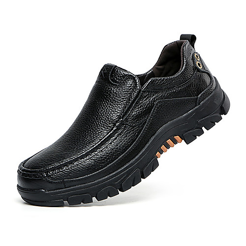 

Men's Loafers & Slip-Ons Casual Daily Outdoor Walking Shoes Leather Breathable Non-slipping Wear Proof Black Brown Fall Spring