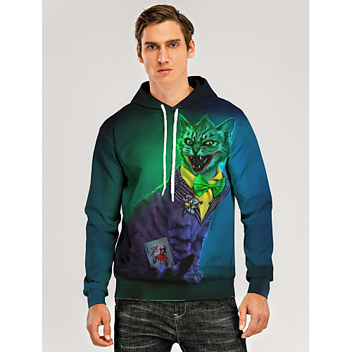

Men's Pullover Hoodie Sweatshirt Animal Patterned Graphic 3D Front Pocket Hooded Daily 3D Print 3D Print Casual Hoodies Sweatshirts Long Sleeve Green