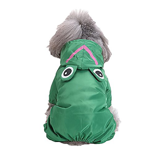 

dog raincoat, cute animal waterproof hoodies comfort four feet jacket waterproof jumpsuit poncho clothes (green, xs)