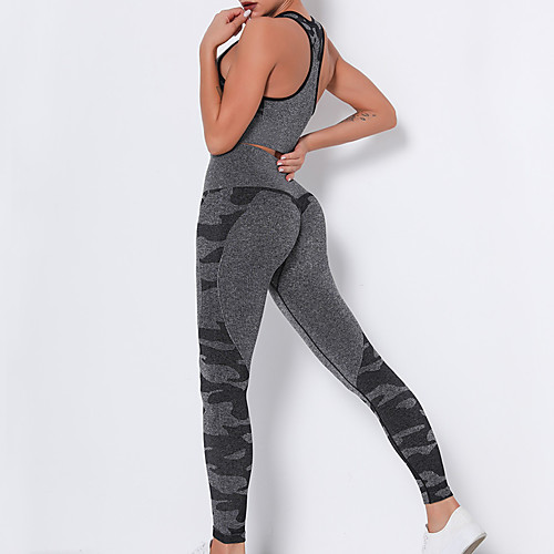 

Women's 2pcs Yoga Suit Winter Seamless Camo / Camouflage Purple Camouflage Pink Nylon Yoga Fitness Running High Waist Tights Bra Top Clothing Suit Sport Activewear Tummy Control Butt Lift 4 Way