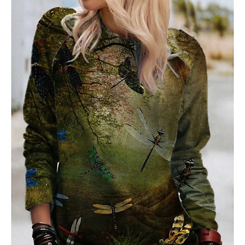 

Women's Animal Women's Hoodies Long Sleeve Sweater Cardigans Crew Neck Fall Winter Green