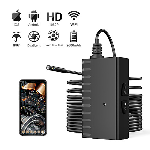 

5 million ultra clear 8mmWiFi 1080P endoscope android iOS camera dual lens hard wire 5m