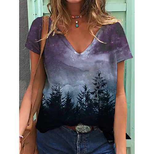 

Women's Tunic Galaxy V Neck Tops Dusty Blue