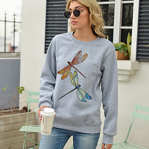 

Women's Hoodie Sweatshirt Letter Print Daily Casual Hoodies Sweatshirts Loose Yellow Blushing Pink Gray / Fleece Lining