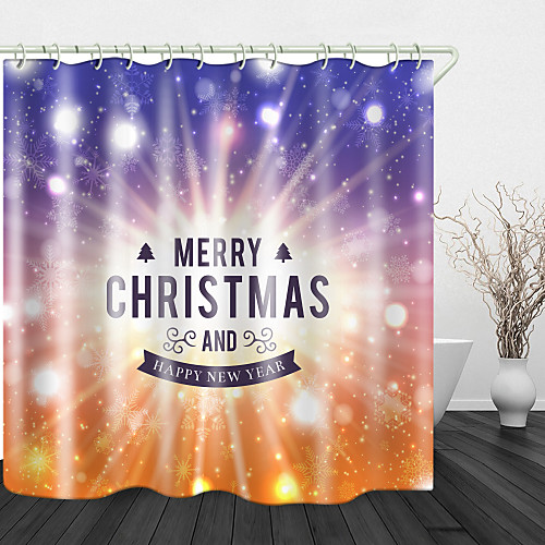 

Merry Christmas Print Waterproof Fabric Shower Curtain For Bathroom Home Decor CoveredBathtub Curtains Liner Includes with Hooks