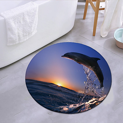 

Dolphins Jumping In The Sunset Round Mat Carpet Door Mat Bedroom Living Room Carpet Study Room Carpet Kitchen Bathroom Anti-slip Mat