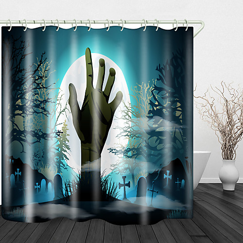

Halloween Horror Background Print Waterproof Fabric Shower Curtain for Bathroom Home Decor Covered Bathtub Curtains Liner Includes with Hooks 72 Inch