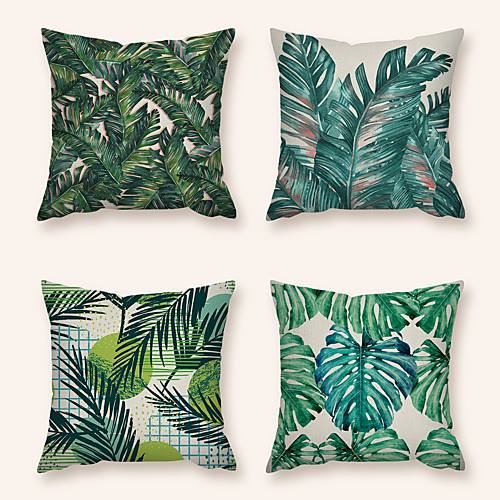 

Cushion Cover 4PC Faux Linen Soft Decorative Square Throw Pillow Cover Cushion Case Pillowcase for Sofa Bedroom 45 x 45 cm (18 x 18 Inch) Superior Quality Machine Washable