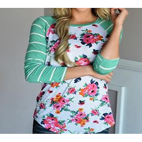

Women's Stylish Floral Women's Hoodies Long Sleeve Sweater Cardigans Crew Neck Fall Spring Green Gray