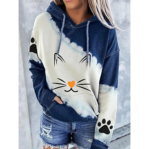 

Women's Pullover Hoodie Sweatshirt Graphic Christmas Daily Work Christmas Hoodies Sweatshirts Blue