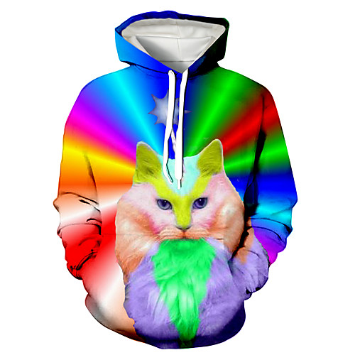 

Men's Pullover Hoodie Sweatshirt Animal Patterned Graphic 3D Print Hooded Daily 3D Print 3D Print Casual Hoodies Sweatshirts Long Sleeve Rainbow