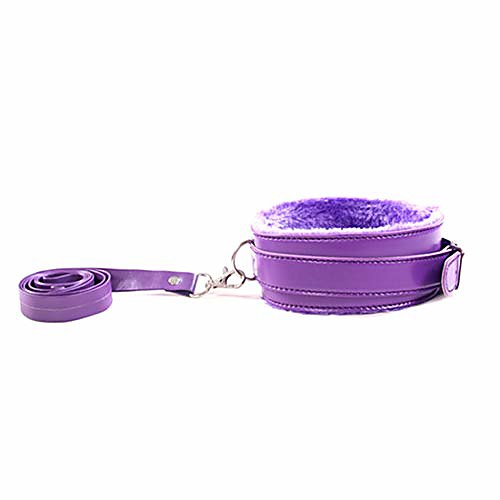 

leather choker necklace rivet punk leash neck choker adjustable gothic metal o-ring collar chain detachable cosplay party jewelry for women men-purple
