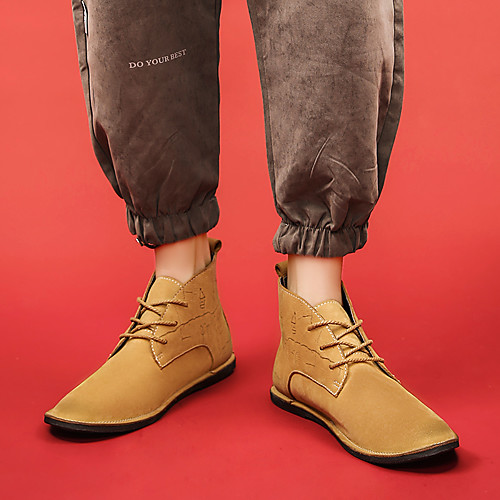 

Men's Boots Casual Daily Office & Career Walking Shoes Nappa Leather Breathable Warm Waterproof Booties / Ankle Boots Light Brown Black Winter