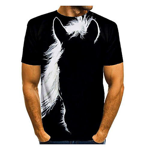 

Men's T shirt Shirt 3D Print Graphic 3D Animal Print Short Sleeve Daily Tops Round Neck Black