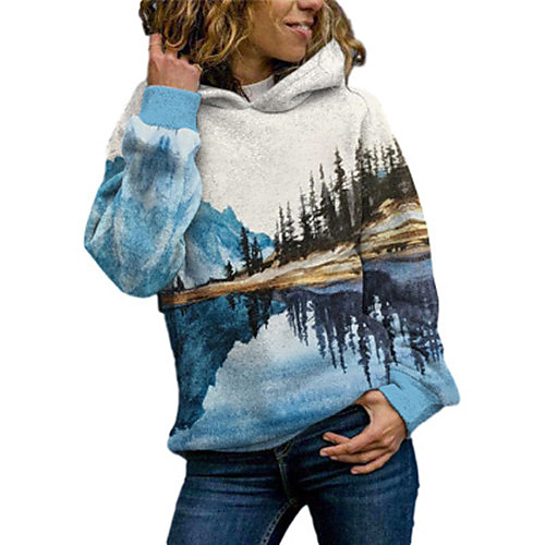 

Women's Pullover Hoodie Sweatshirt Graphic Scenery Patchwork Daily Other Prints Casual Hoodies Sweatshirts Long 1 2 3