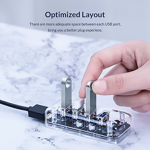 

ORICO F4u Computer Usb3.0 Splitter Transparent One For Four Expansion Hub Multi-interface Adapter Hub Compact And Convenient High-speed Transmission