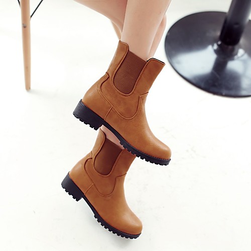 

Women's Boots Chelsea Boots Chunky Heel Round Toe Booties Ankle Boots Daily PU Synthetics Yellow Black