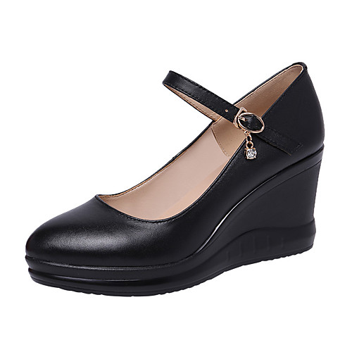 

Women's Heels Wedge Heel Pointed Toe Casual Daily Walking Shoes PU Solid Colored White Black Red