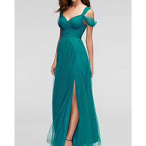 

A-Line Sweetheart Neckline Floor Length Chiffon Bridesmaid Dress with Split Front