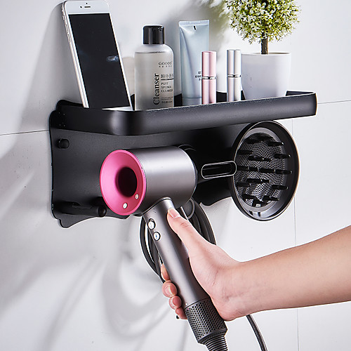 

Hair Dryers Storage Shelf New Design Modern Aluminum Material Bathroom Shelf Wall Mounted Anodizing Finished 1pc