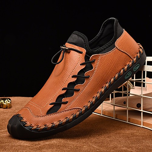 

Men's Loafers & Slip-Ons Comfort Loafers Vintage Daily Walking Shoes Faux Leather Non-slipping Wear Proof Light Brown Black Fall Winter