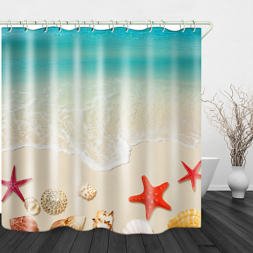 

Conch sea Water Print Waterproof Fabric Shower Curtain for Bathroom Home Decor Covered Bathtub Curtains Liner Includes with Hooks 72 Inch