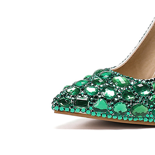 

Women's Wedding Shoes Stiletto Heel Pointed Toe Wedding Pumps Vintage Sexy Minimalism Wedding Party & Evening PU Rhinestone Crystal Sparkling Glitter Solid Colored Color Block Purple Yellow Light