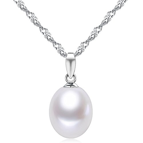 

fine jewelry women gifts 925 sterling silver freshwater cultured teardrop white pearl pendant necklace single pearl