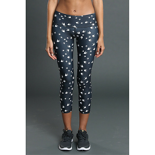 

Women's Yoga Chino Comfort Daily Gym Leggings Pants Simple Graphic Calf-Length Print Navy Blue