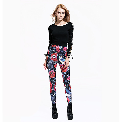 

Women's Basic Chino Comfort Daily Gym Leggings Pants Tie Dye Flower Ankle-Length Print Rainbow