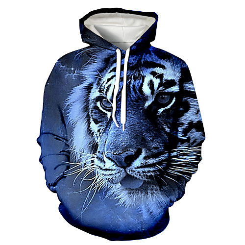 

Men's Plus Size Pullover Hoodie Sweatshirt Animal Patterned Graphic 3D Front Pocket Hooded Daily 3D Print 3D Print Casual Hoodies Sweatshirts Long Sleeve Blue