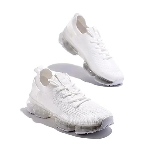 

Women's Trainers Athletic Shoes Flyknit Shoes Flat Heel Round Toe Classic Daily Running Shoes Mesh Solid Colored White Black Pink