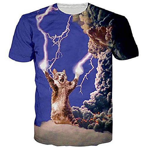 

Men's T shirt Shirt 3D Print N / A Short Sleeves Causal Tops Round Neck White