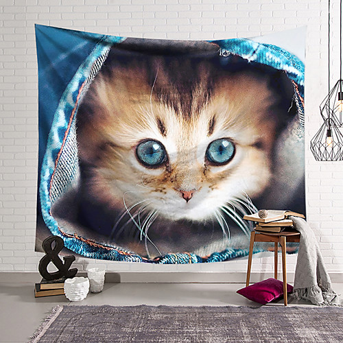 

Wall Tapestry Art Decor Blanket Curtain Hanging Home Bedroom Living Room Decoration Polyester Pocket Cat