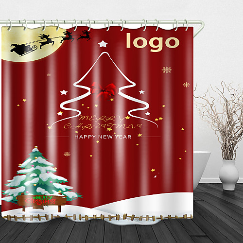

Christmas Tree In The Snow Print Waterproof Fabric Shower Curtain For Bathroom Home Decor Covered Bathtub Curtains Liner Includes With Hooks