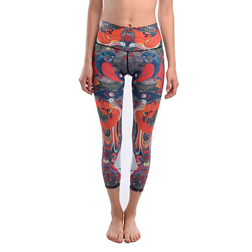 

Women's Casual Yoga Comfort Gym Yoga Leggings Pants Print Patterned Calf-Length Patchwork Print Navy Blue