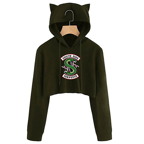 

Women's Hoodie Cropped Sweatshirt Graphic Casual Hoodies Sweatshirts Wine Green Black