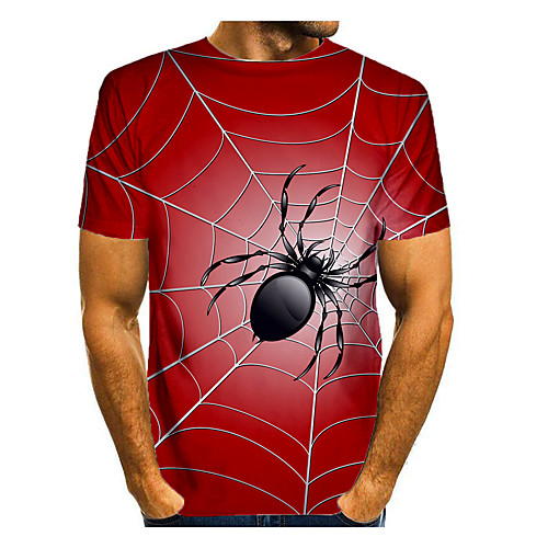 

Men's T shirt Shirt 3D Print Graphic 3D Animal Print Short Sleeve Daily Tops Casual Round Neck Wine Blue Red