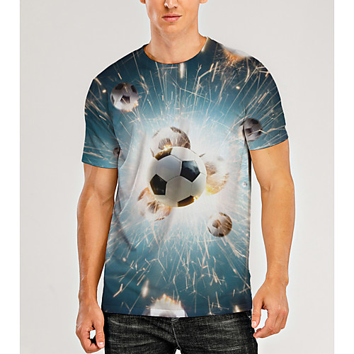 

Men's T shirt Shirt 3D Print Graphic 3D Print Short Sleeve Daily Tops Round Neck White / Navy