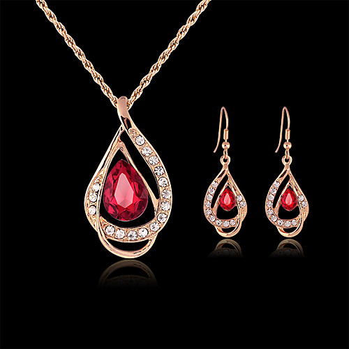 

Women's Jewelry Set Bridal Jewelry Sets Cut Out Pear Fashion Gold Plated Earrings Jewelry White / Blue / Red For Christmas Wedding Party Evening Street Gift 1 set