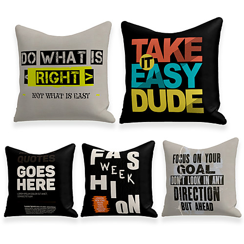 

Cushion Cover 5PC Faux Linen Soft Decorative Square Throw Pillow Cover Cushion Case Pillowcase for Sofa Bedroom 45 x 45 cm (18 x 18 Inch) Superior Quality Machine Washable