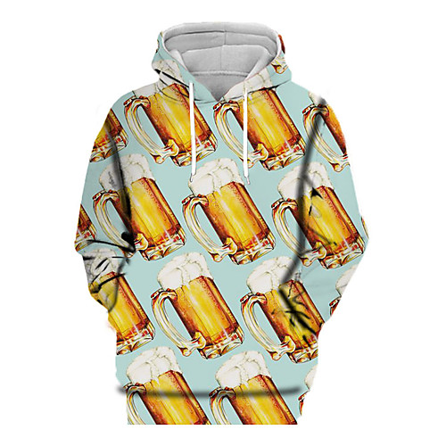 

Women's Pullover Hoodie Sweatshirt Graphic Beer Print Daily Going out Other Prints Active Hoodies Sweatshirts Light Blue