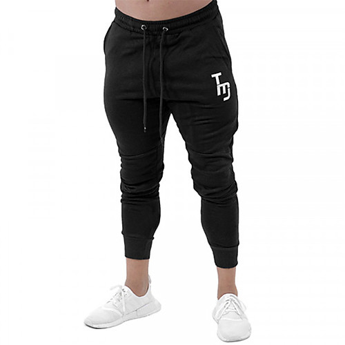

Men's Sports & Outdoors Sporty Breathable Fitness Gym Jogger Pants Pants Letter Full Length Sporty Patchwork Drawstring Black Red Light gray