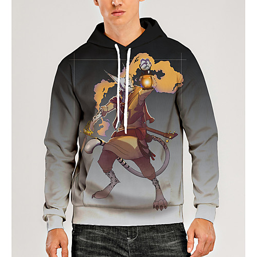 

Men's Pullover Hoodie Sweatshirt Animal Patterned Graphic 3D Front Pocket Hooded Daily 3D Print 3D Print Casual Hoodies Sweatshirts Long Sleeve Gray