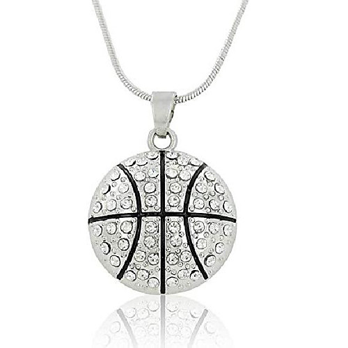 

women girl pendant necklaces white diamond basketball soccer volleyball pendant necklace (basketball)