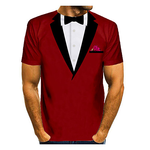 

Men's T shirt Shirt 3D Print Graphic 3D Print Short Sleeve Daily Tops Round Neck Red
