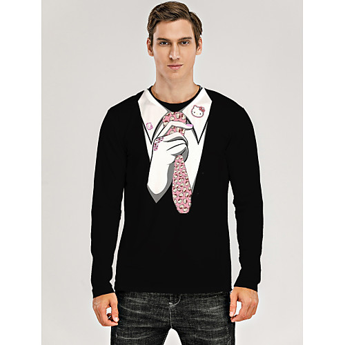 

Men's T shirt 3D Print Graphic 3D Print Long Sleeve Daily Tops Black