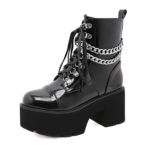 

Women's Boots Platform Chunky Heel Round Toe Booties Ankle Boots Punk & Gothic Daily PU Solid Colored Winter Black / Booties / Ankle Boots / Booties / Ankle Boots