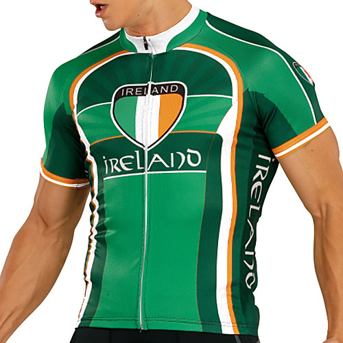

21Grams Ireland National Flag Men's Short Sleeve Cycling Jersey - Green Bike Jersey Top Quick Dry Moisture Wicking Breathable Sports Summer Terylene Mountain Bike MTB Road Bike Cycling Clothing