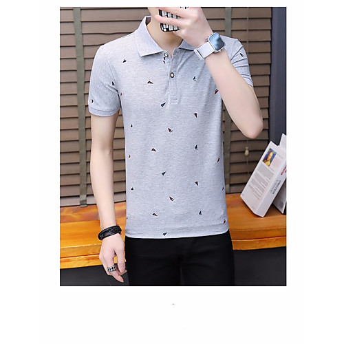 

Men's Golf Shirt Tennis Shirt Other Prints Polka Dot Short Sleeve Daily Slim Tops Blue Gray White